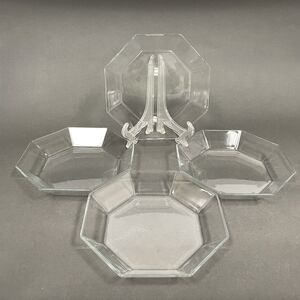 Arcoroc France Octime Clear Octagonal Bowls Glass 7 3/4" across Lot of 4